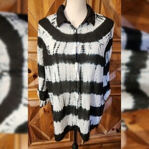 Neiman Marcus Button Down Tie Dye Top Sz Xl